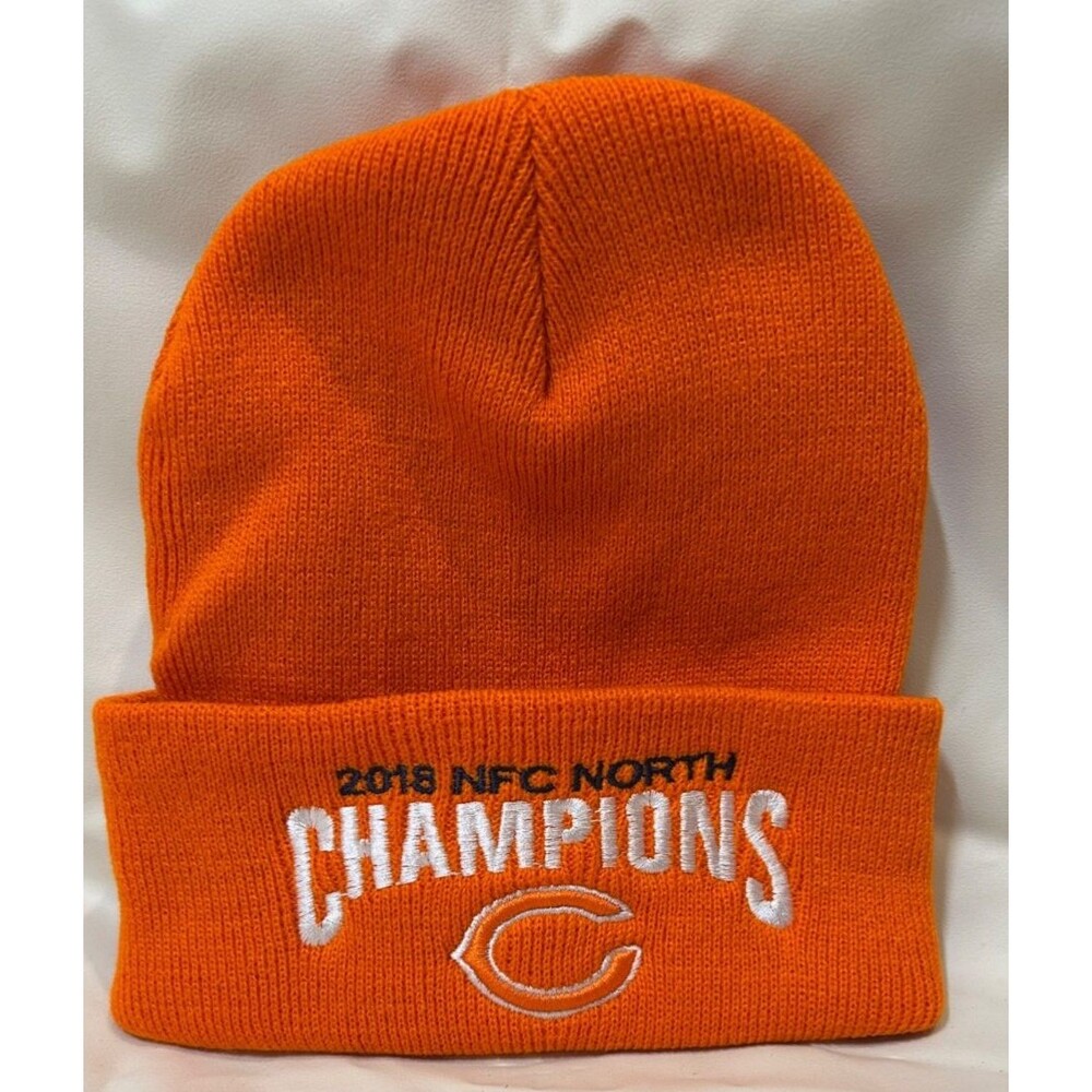 Chicago Bears Orange Embroidered Logo Knit Cuffed Beanie 2018 NFC North Champs